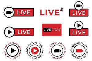 Collection of Live streaming symbol for web and app. Live stream icon set. Flat vector illustration