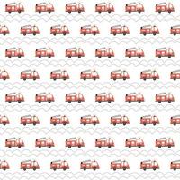 Simple seamless pattern with cartoon style fire engines. Cute design for kid clothes, textile, wrapping paper vector