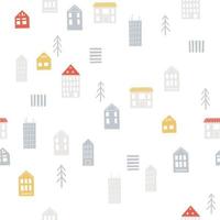 Hand drawn houses seamless pattern. Minimalist scandinavian style illustration. Design for baby and kid clothes, textile, wrapping paper vector