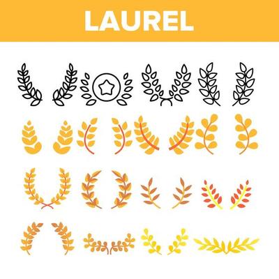 Laurel Branches Wreath Vector Color Icons Set