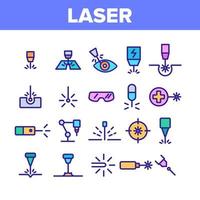 Laser Beam Collection Elements Icons Set Vector