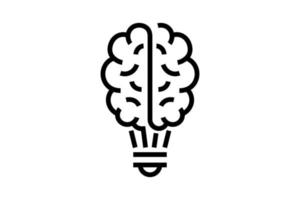 icono de innovación lineal de bombilla de luz cerebral. logotipo de solución de esquema de idea de pensamiento creativo. símbolo de inspiración aislado para la identidad de marca empresarial educativa. bombilla vector eps ilustración