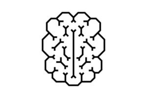 Artificial Intelligence microchip digital graphic brain. AI chip board circuit line icon. Neural networks processor line symbol. CPU center computer system sign. Futuristic data technology. Vector eps