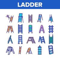 Ladder And Staircase Collection Icons Set Vector