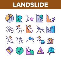 Landslide Collection Elements Icons Set Vector