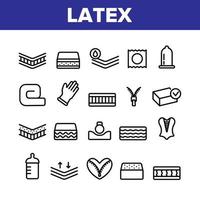 conjunto de iconos de vector de elementos de material de látex de colección