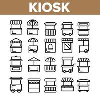 Kiosk, Market Stalls Types Linear Vector Icons Set