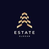 Building logo design with line outline style real estate, architecture, construction vector