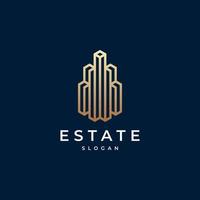 Building logo design with line outline style real estate, architecture, construction vector