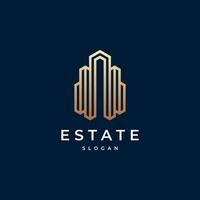 Building logo design with line outline style real estate, architecture, construction vector