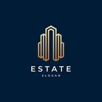 Building logo design with line outline style real estate, architecture, construction vector