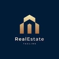 Building logo design with line outline style real estate, architecture, construction vector