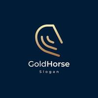 horse line outline gold logo design vector