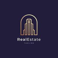 Building logo design with line outline style real estate, architecture, construction vector