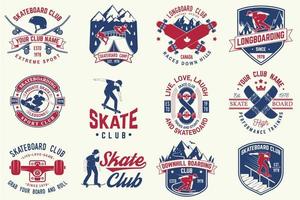 Set of Skateboard and longboard club badges. Vector illustration