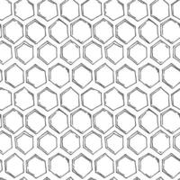 Honeycomb seamless Pattern. Hexagon black background. Geometric texture of Honey Comb. Hand drawn Sketch vector