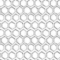 Honeycomb seamless Pattern. Hexagon black background. Geometric texture of Honey Comb. Hand drawn Sketch vector