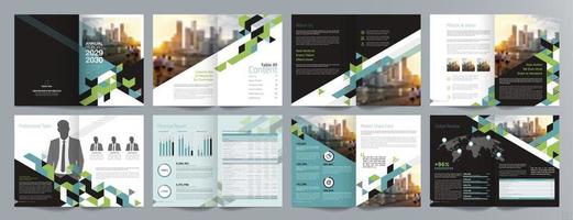 Corporate business presentation guide brochure template, Annual report, 16 page minimalist flat geometric business brochure design template, A4 size. vector