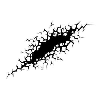 Cracks in the wall. Damage on white background.