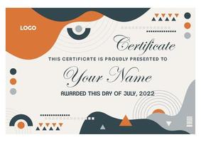 diseño de plantilla de certificado con concepto abstracto y fresco con lleno de colores pastel vector gratis