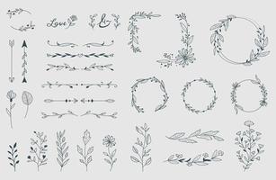 set of elements branches suitable for wedding invitation design vector