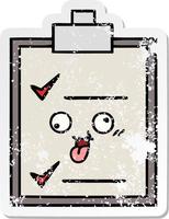 distressed sticker of a cute cartoon check list vector