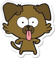 sticker of a cartoon dog with tongue sticking out vector