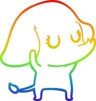 dibujo de línea de gradiente de arco iris lindo elefante de dibujos animados vector