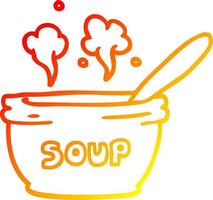 warm gradient line drawing cartoon of hot soup vector