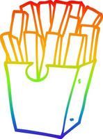 rainbow gradient line drawing cartoon takeout fries vector