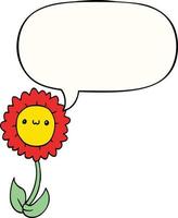 cartoon flower and speech bubble vector