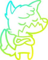 cold gradient line drawing friendly cartoon fox vector