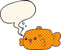 cartoon fish and speech bubble in comic book style vector