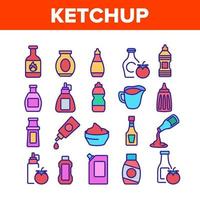 conjunto de iconos de colección de salsa de tomate ketchup vector