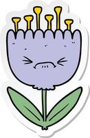 sticker of a cartoon angry flower vector