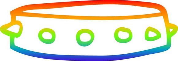 rainbow gradient line drawing cartoon spiked dog collar vector