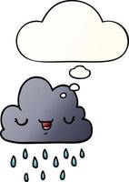 cartoon storm cloud and thought bubble in smooth gradient style vector