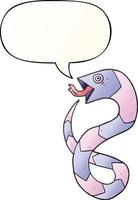 hissing cartoon snake and speech bubble in smooth gradient style vector