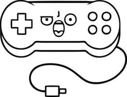 controlador de juego de dibujos animados de dibujo lineal vector