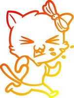 warm gradient line drawing cartoon cat vector