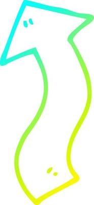 cold gradient line drawing cartoon directing arrow