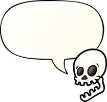 laughing skull cartoon and speech bubble in smooth gradient style vector