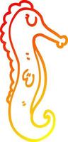 warm gradient line drawing cartoon sea horse vector