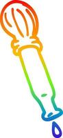 rainbow gradient line drawing cartoon dripping pipette vector