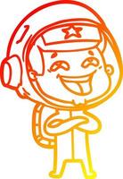 warm gradient line drawing cartoon laughing astronaut vector