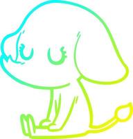 cold gradient line drawing cute cartoon elephant vector