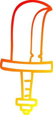 warm gradient line drawing cartoon golden sword