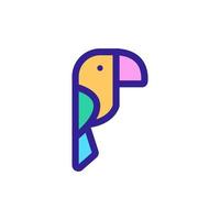 Jungle parrot icon vector. Isolated contour symbol illustration vector