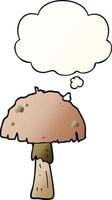 cartoon mushroom and thought bubble in smooth gradient style vector