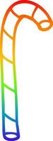 bastón de caramelo de dibujos animados de dibujo de línea de gradiente de arco iris vector